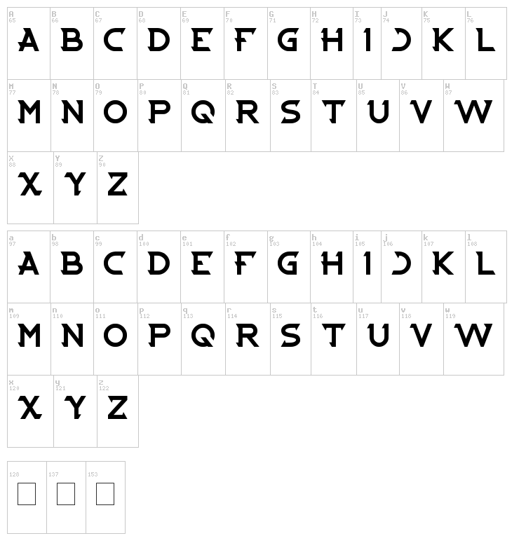 Cybertooth font map
