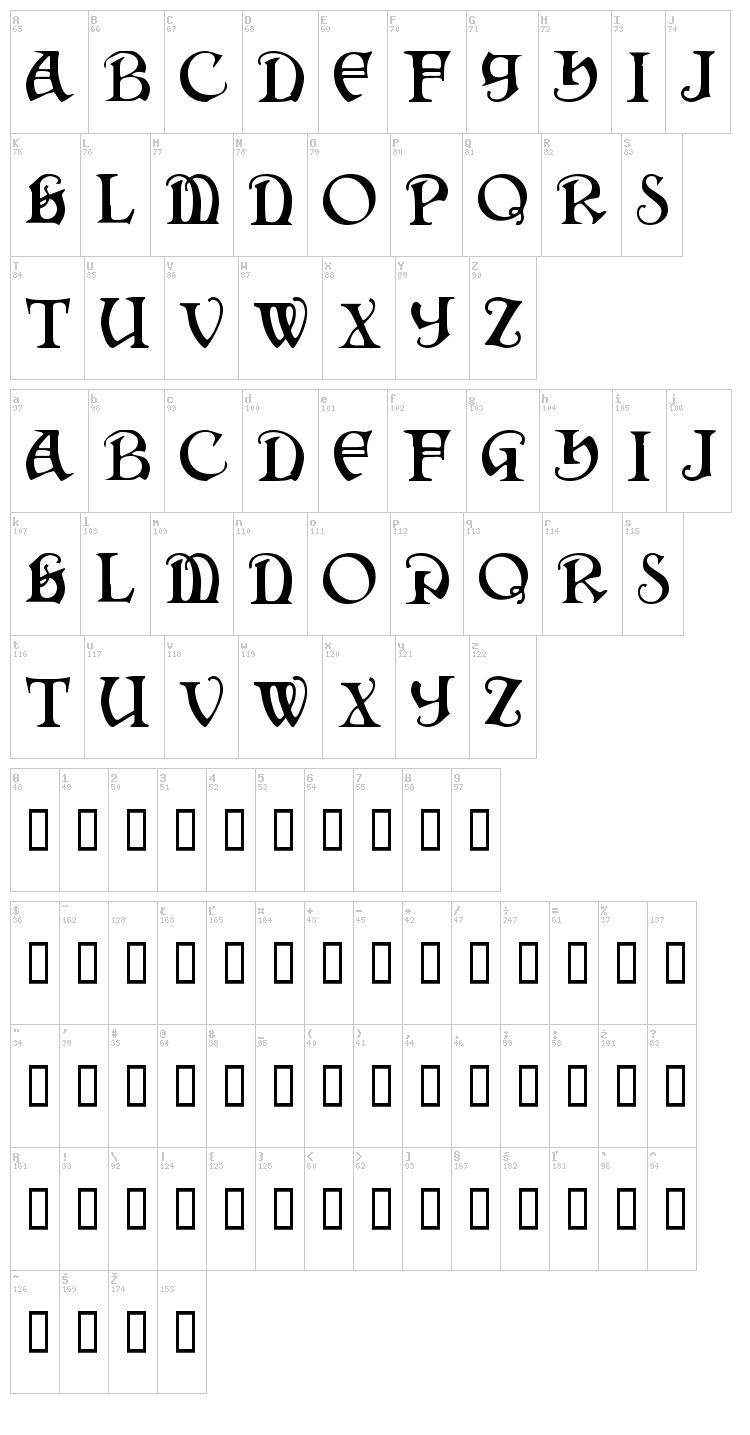 Darkenstone font map