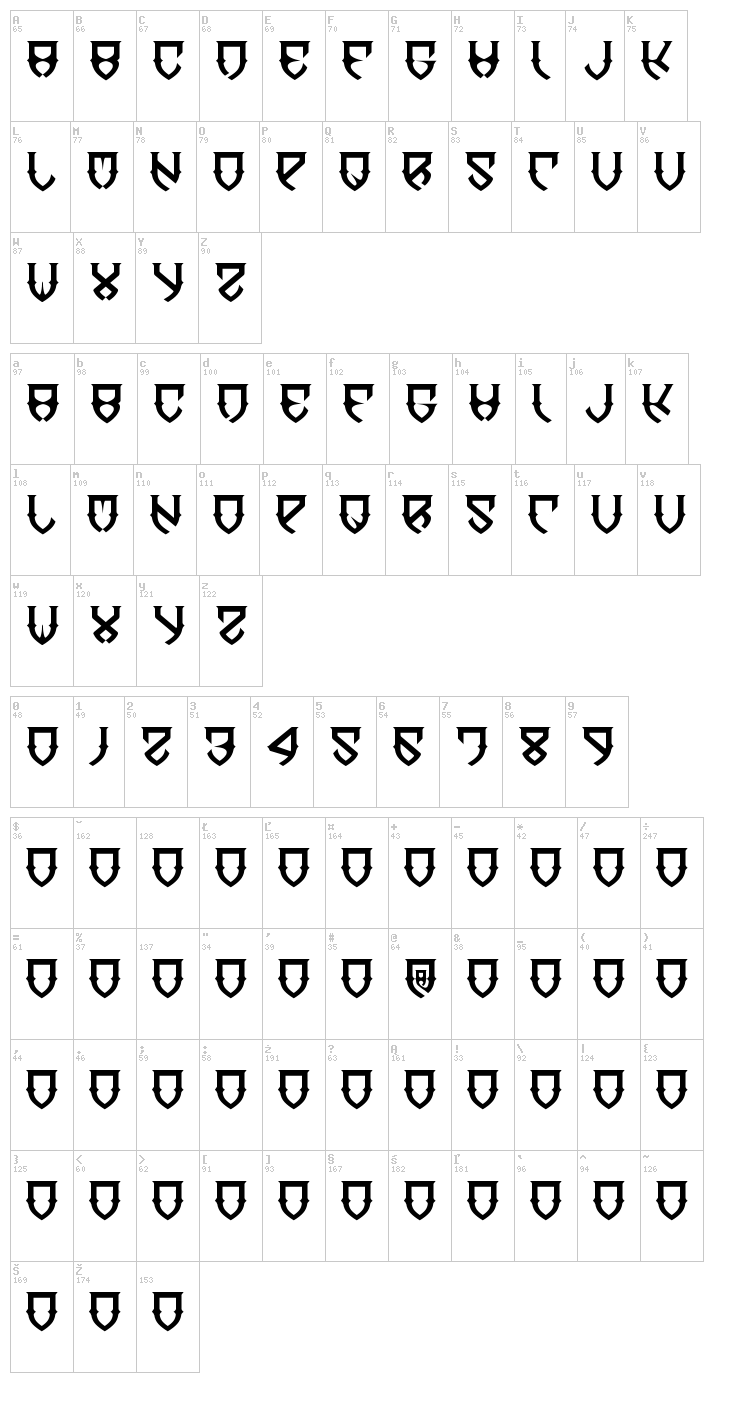 Dawn of Mellido font map
