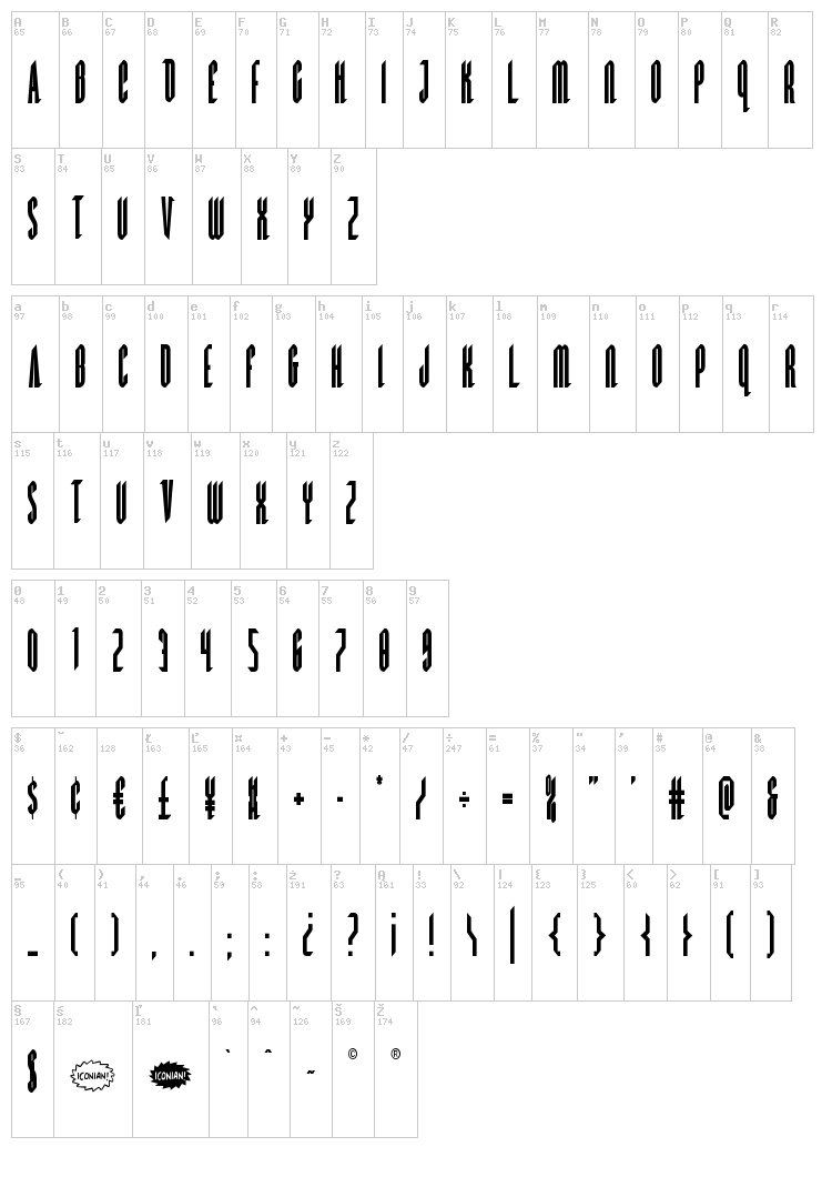 Devil Summoner font map