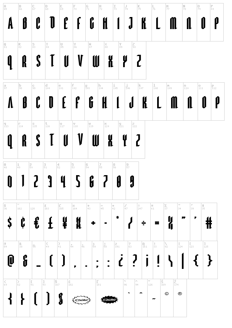 Devil Summoner font map