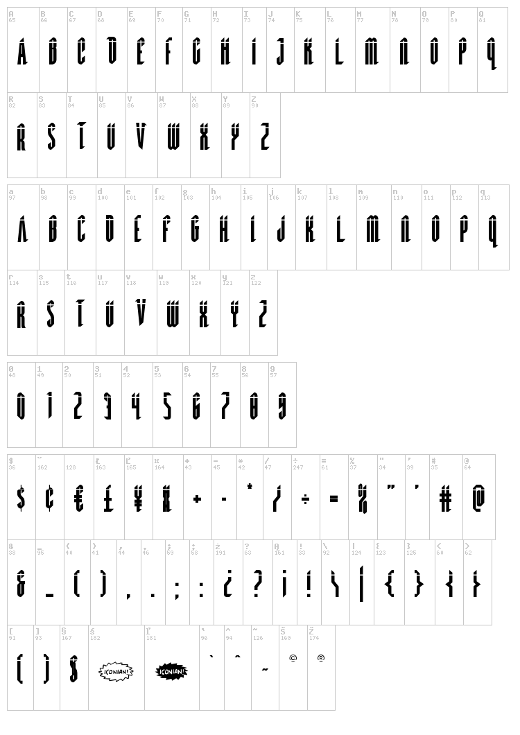 Devil Summoner font map