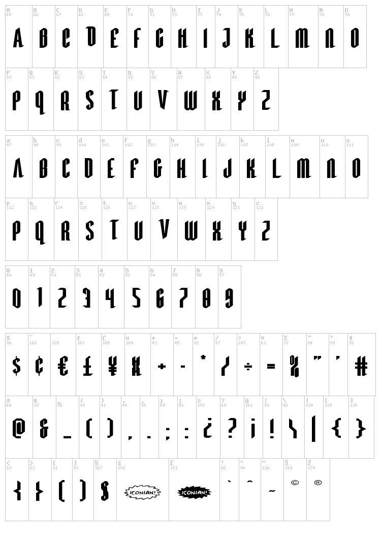 Devil Summoner font map