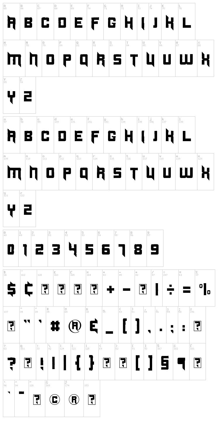 Duplexide font map