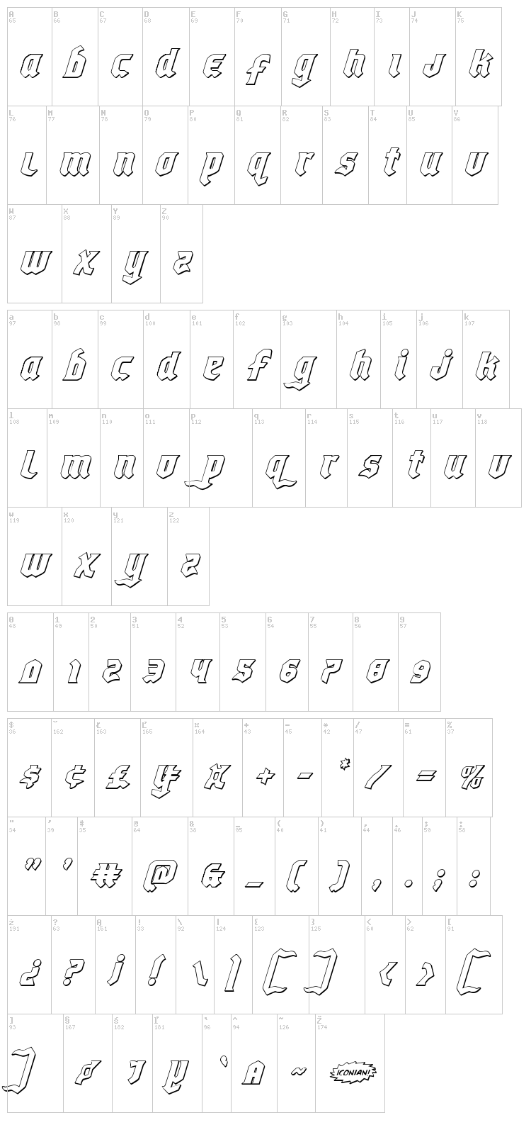 Empire Crown font map