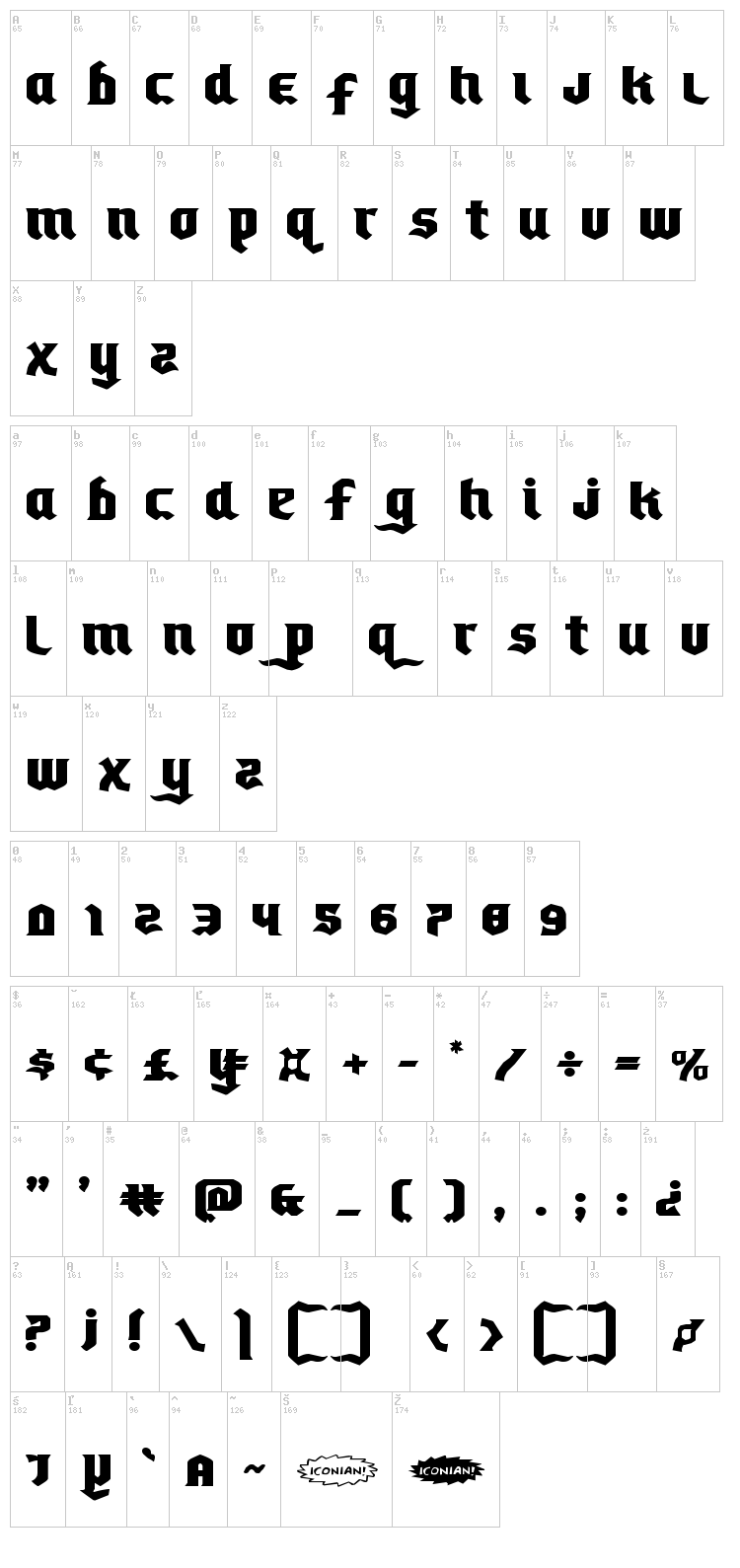 Empire Crown font map