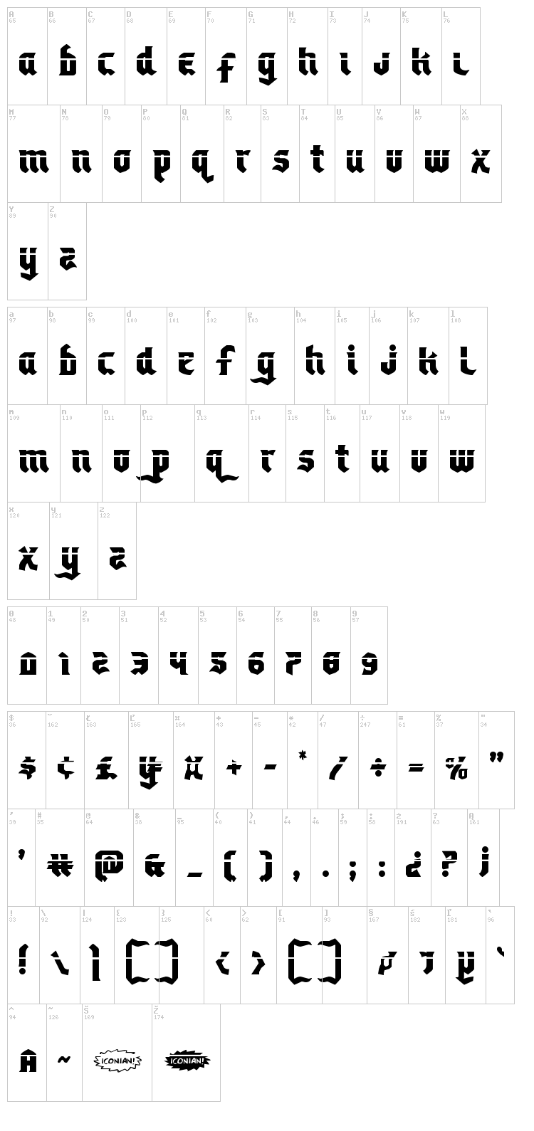 Empire Crown font map