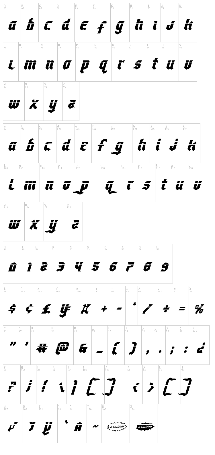 Empire Crown font map