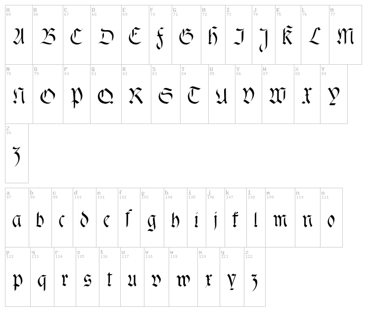 Fracta font map
