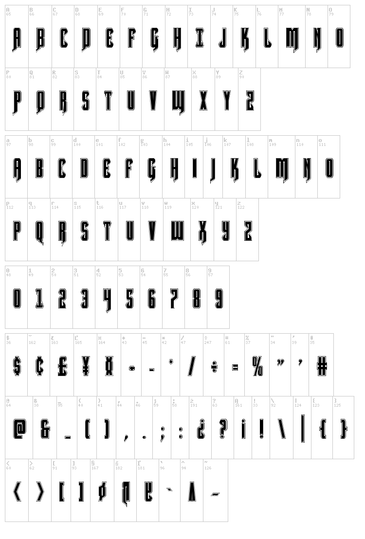 Hawkmoon font map