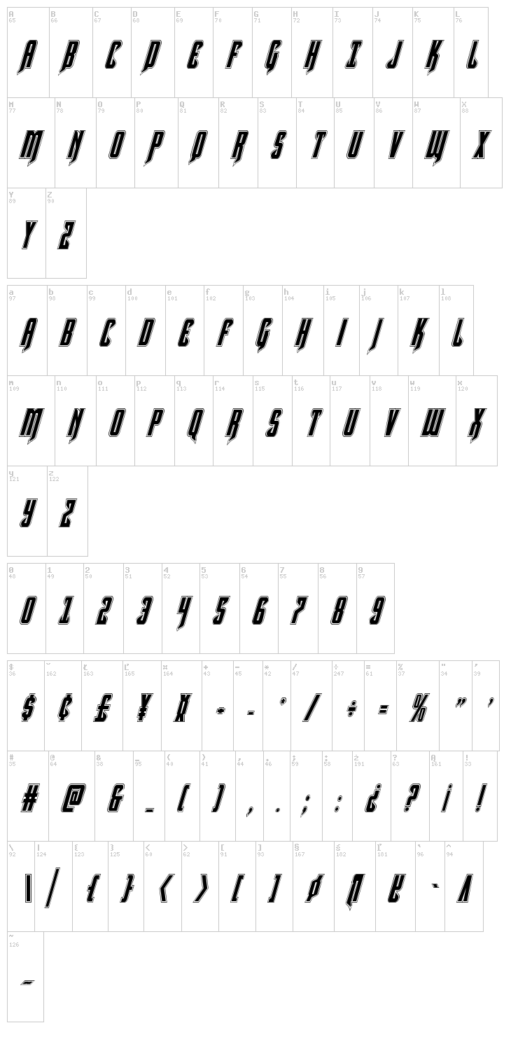 Hawkmoon font map