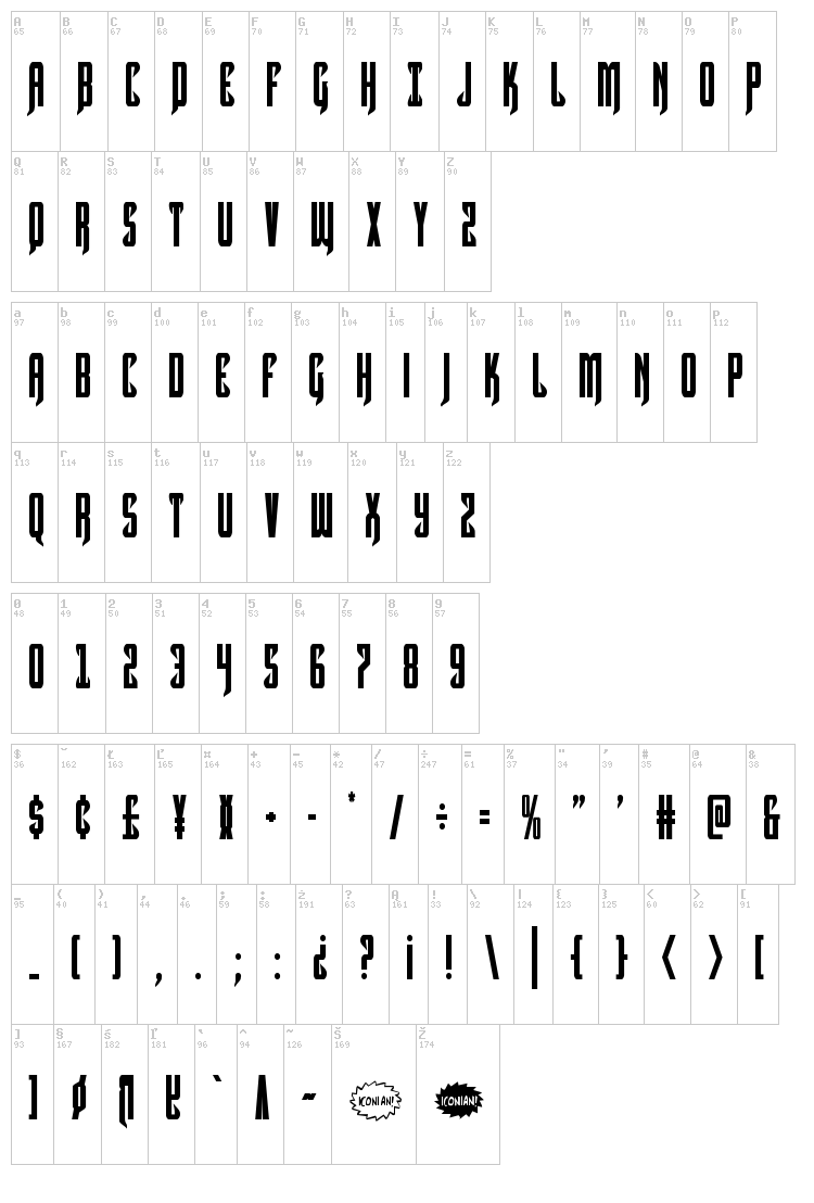 Hawkmoon font map