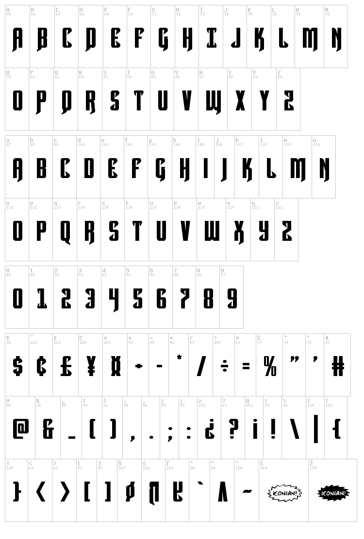 Hawkmoon font map