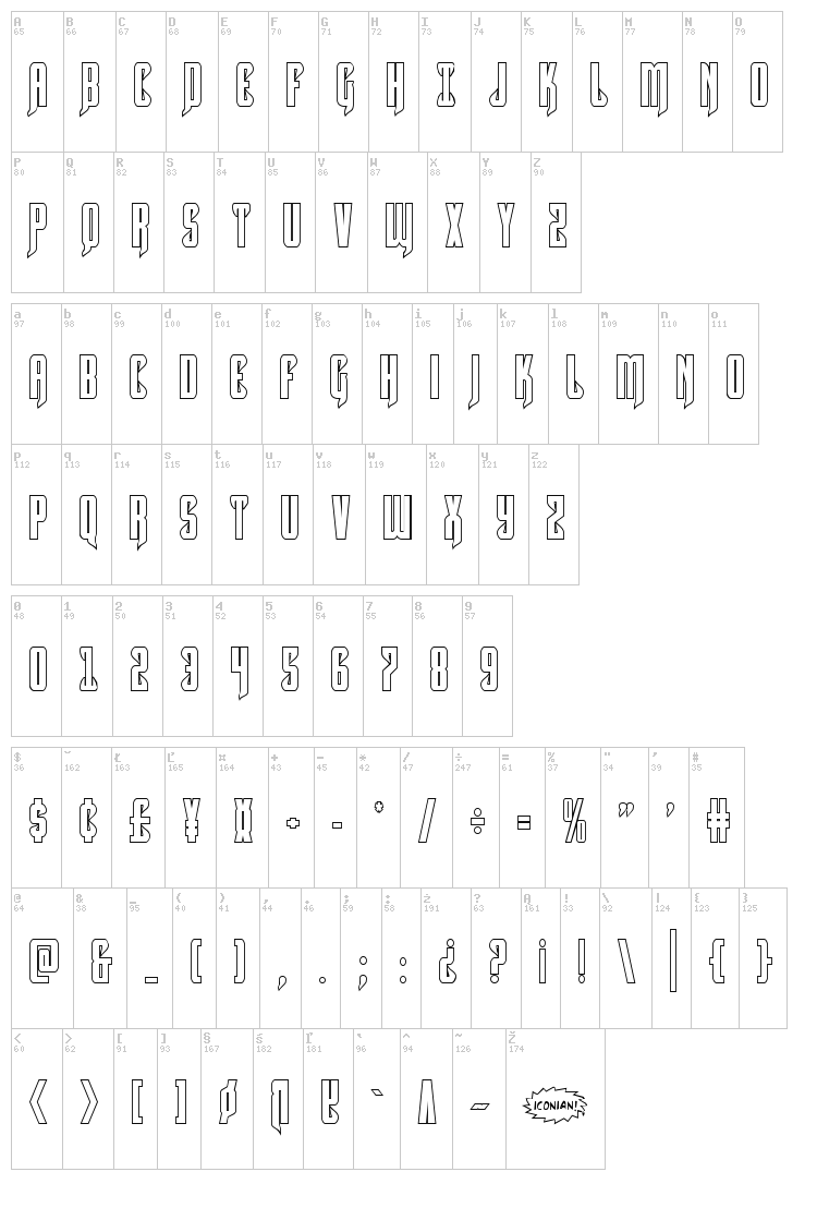 Hawkmoon font map