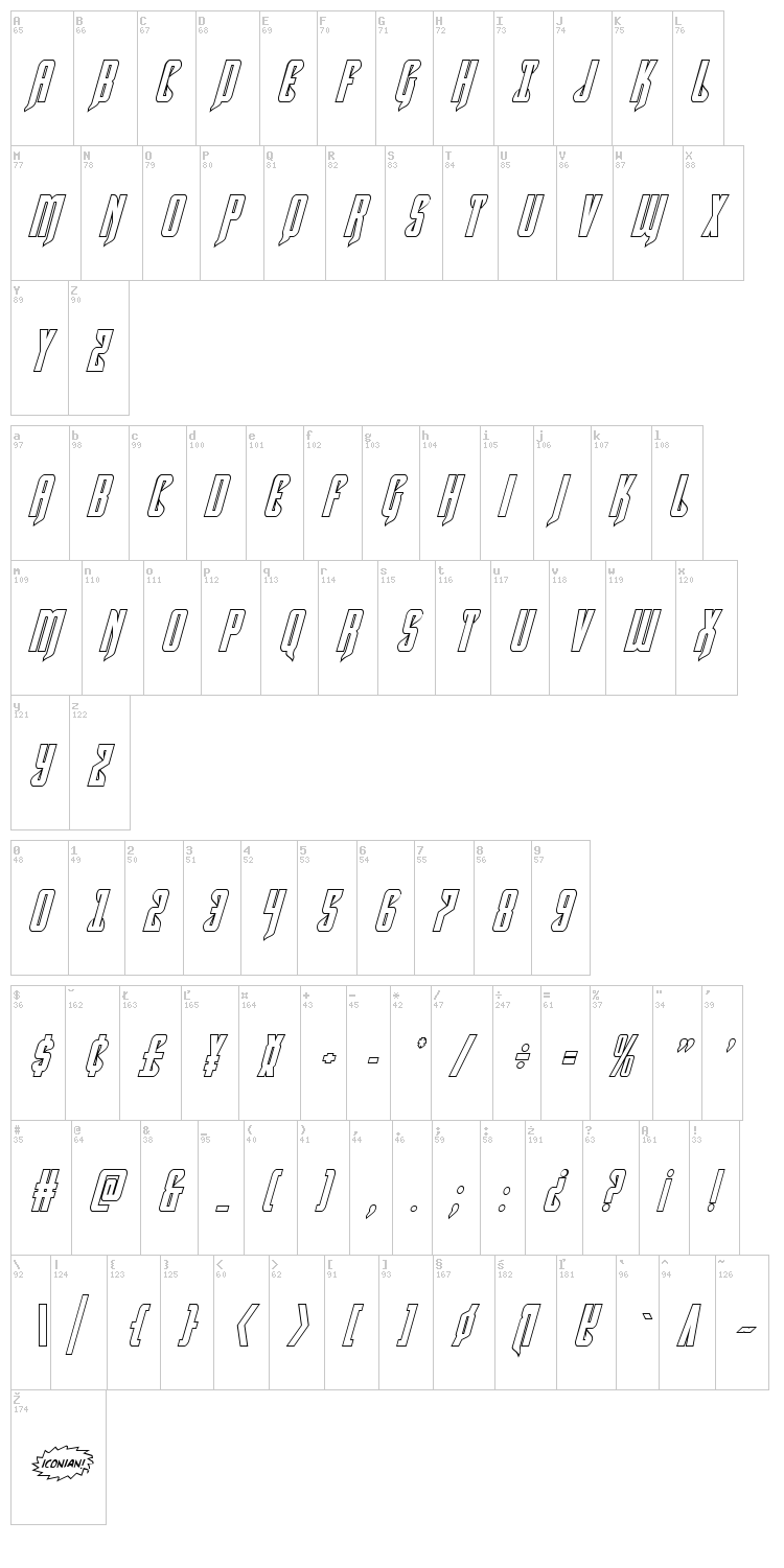 Hawkmoon font map
