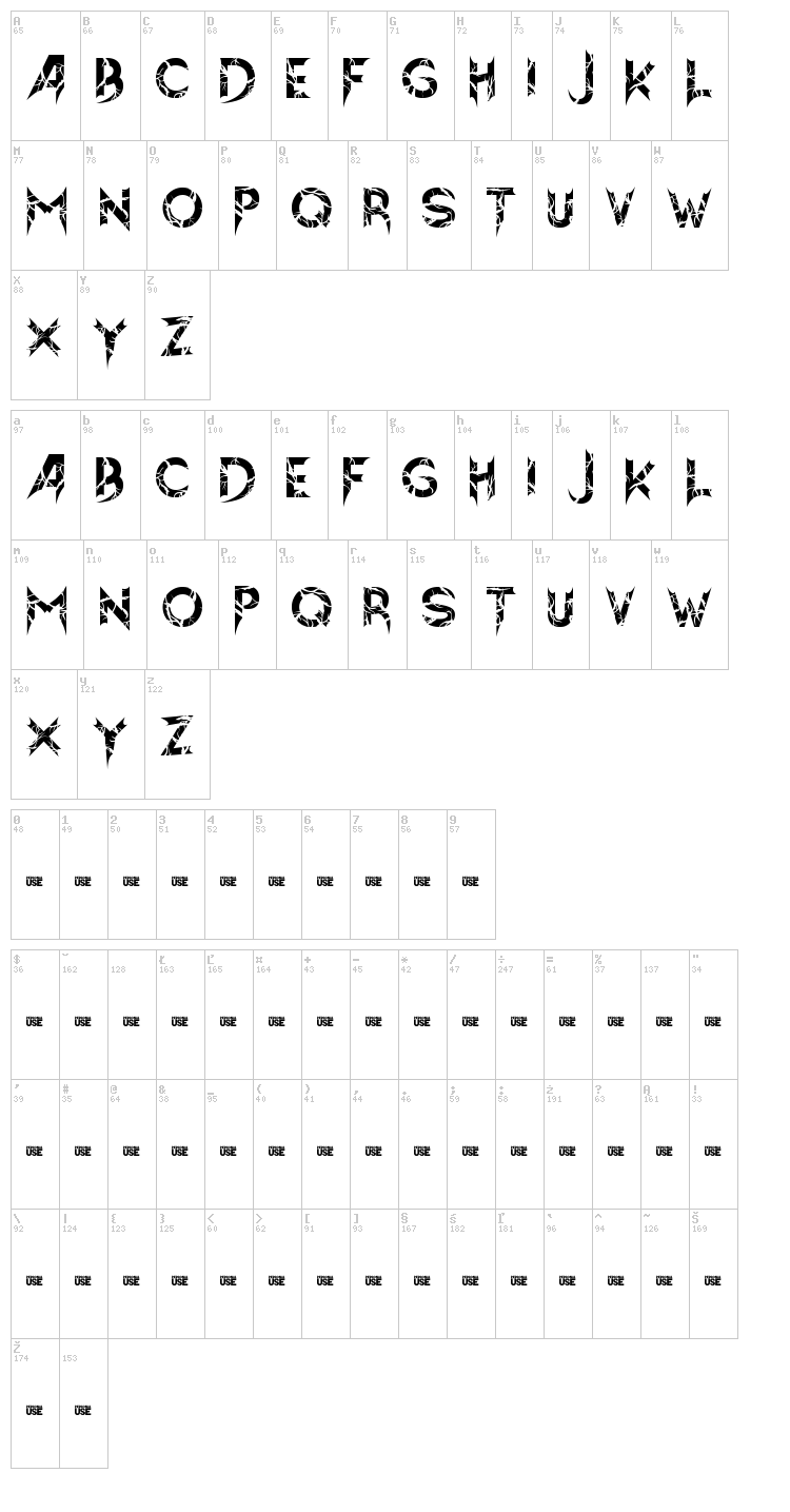 Hellion font map