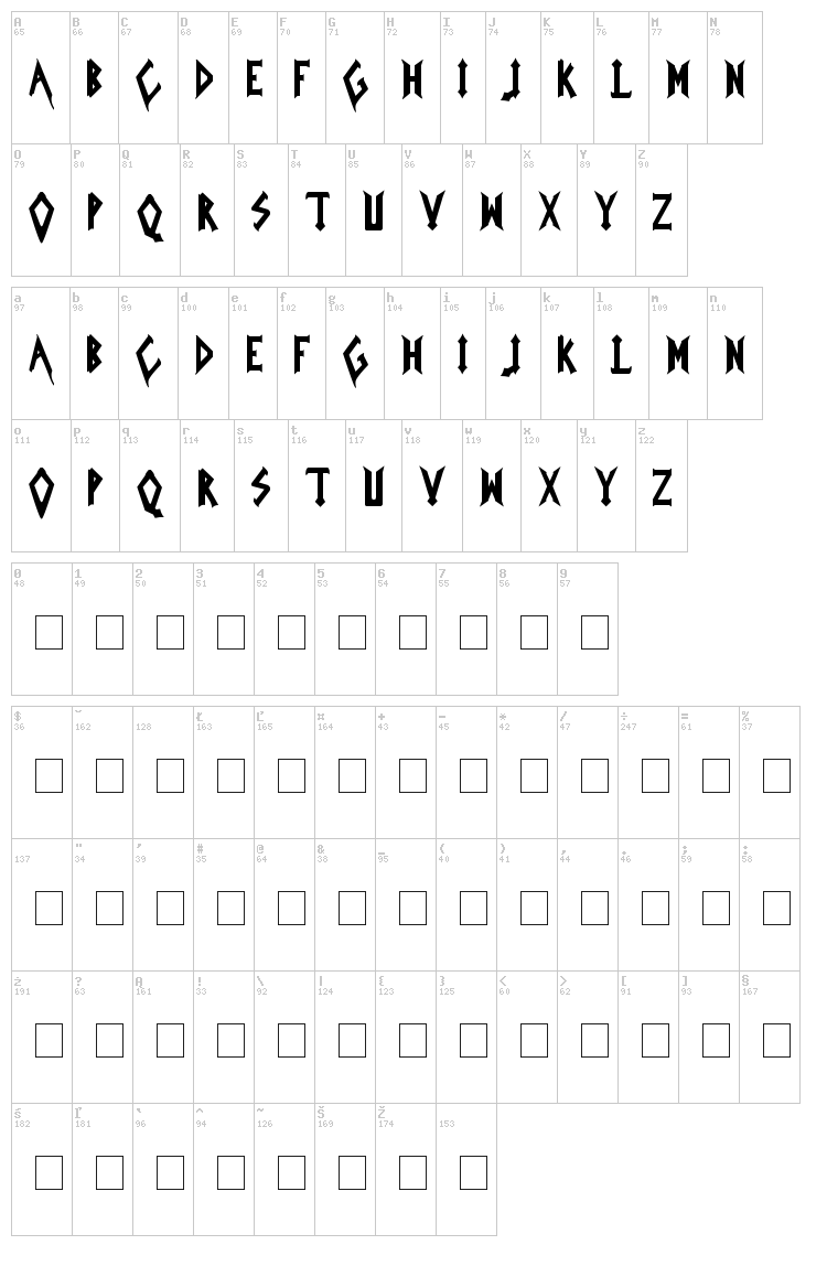 Iced Earth font map