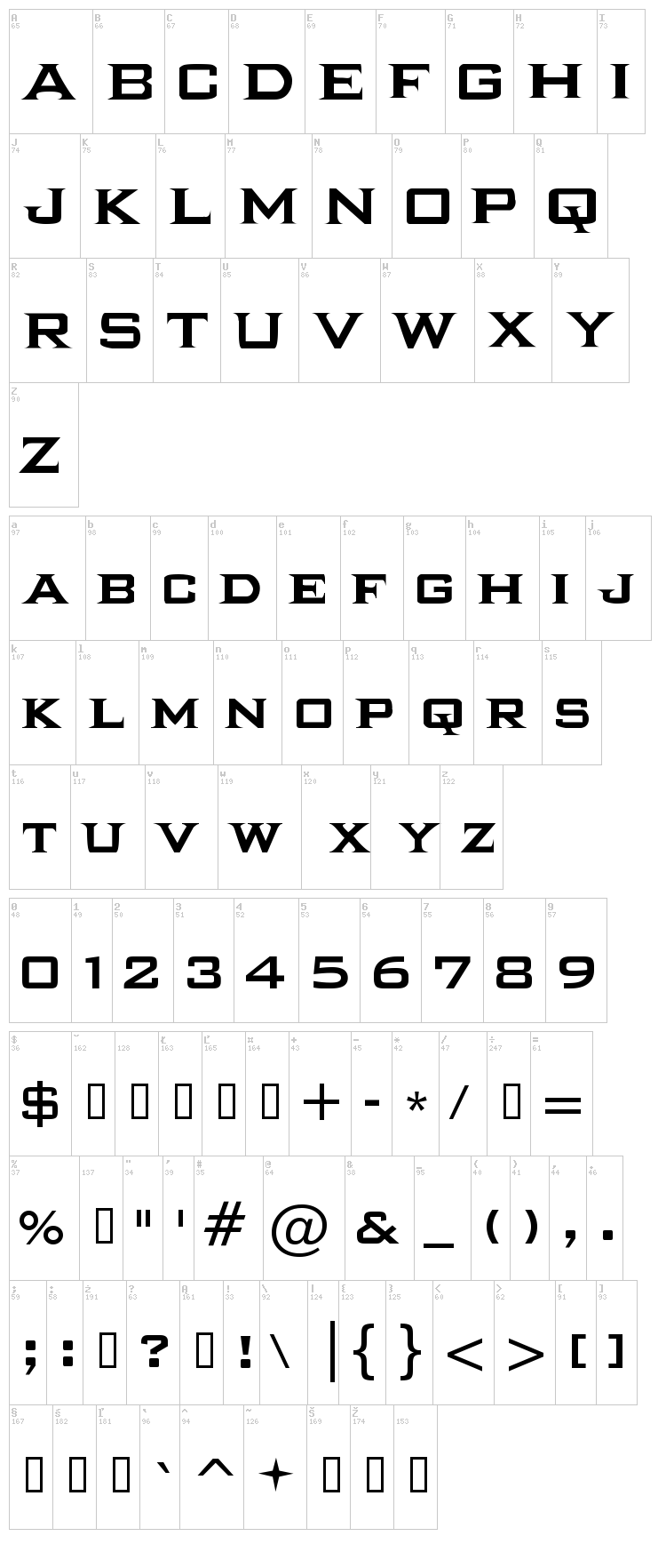 Ikarus font map