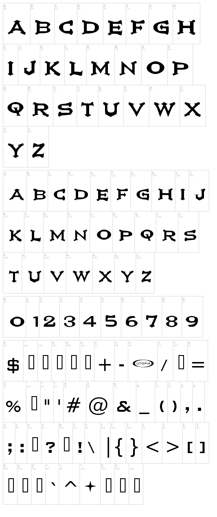 Ikarus font map