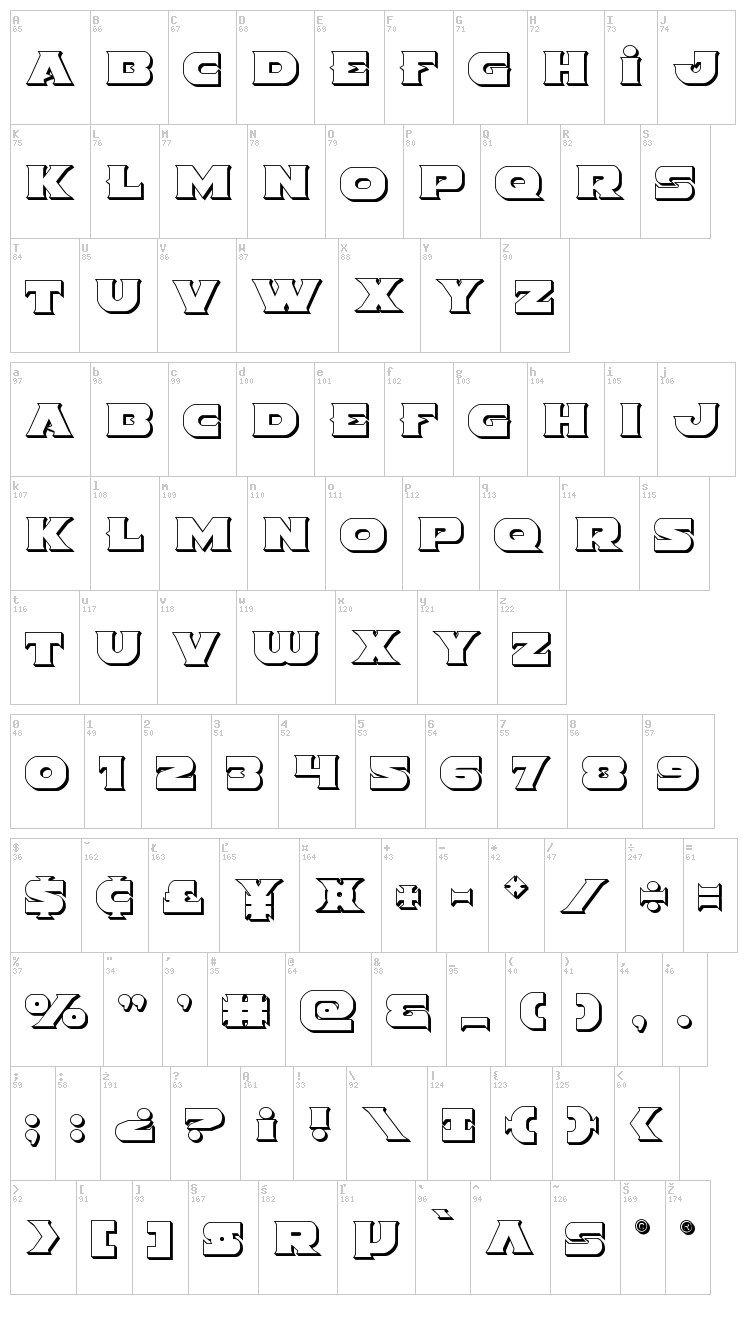 Indigo Demon font map