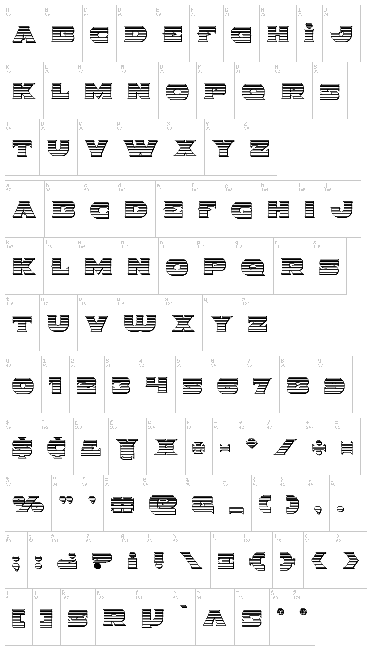 Indigo Demon font map