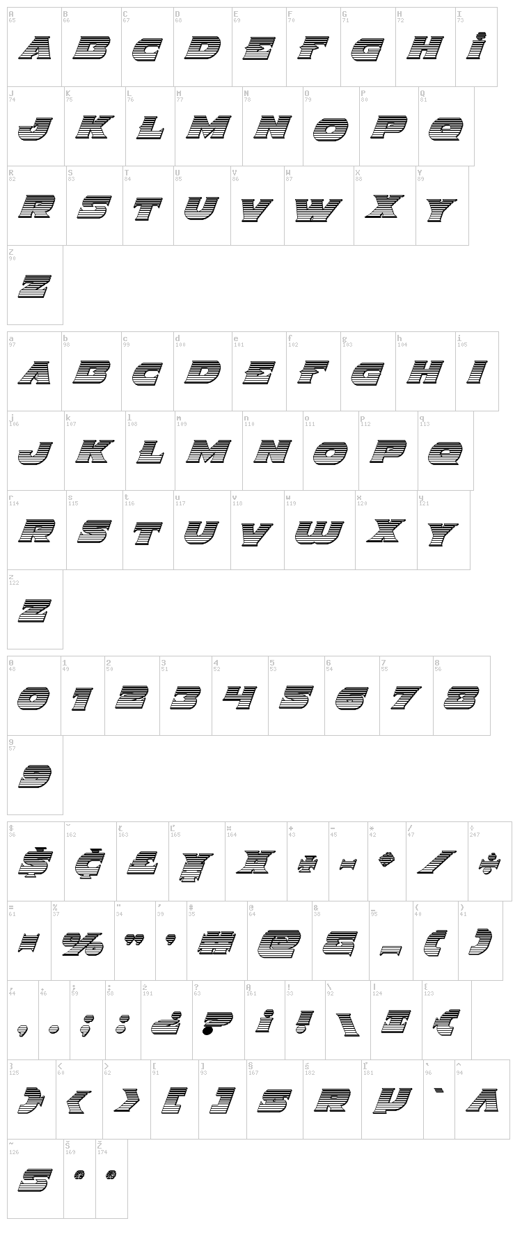 Indigo Demon font map