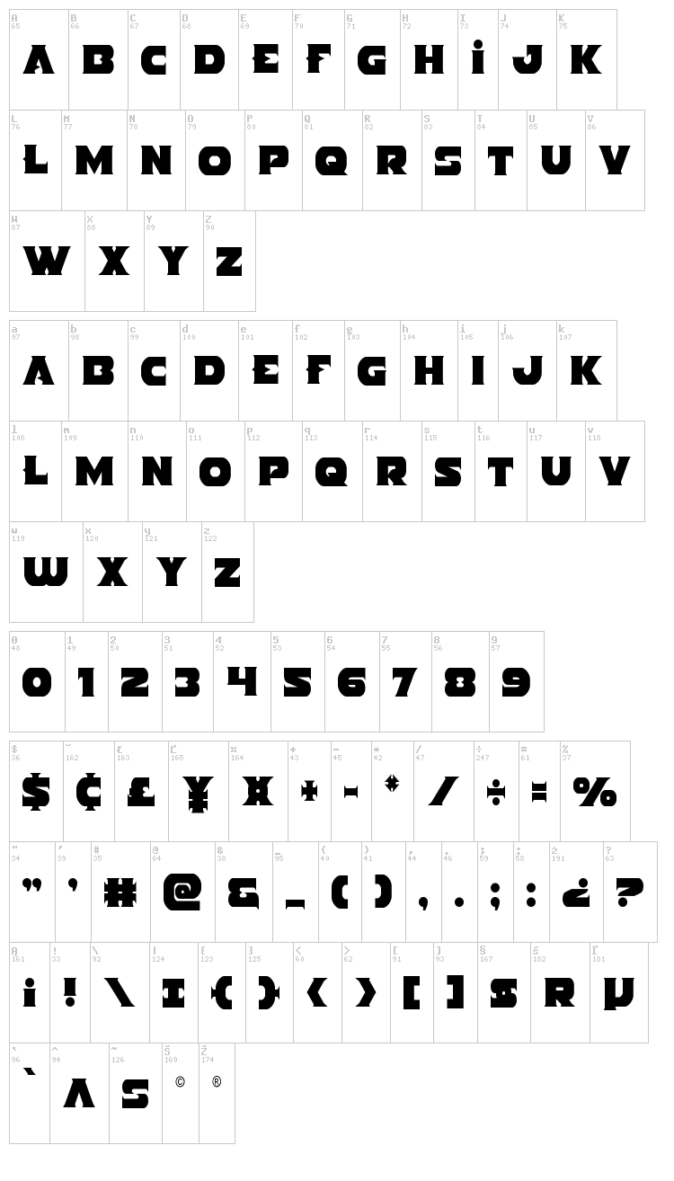 Indigo Demon font map