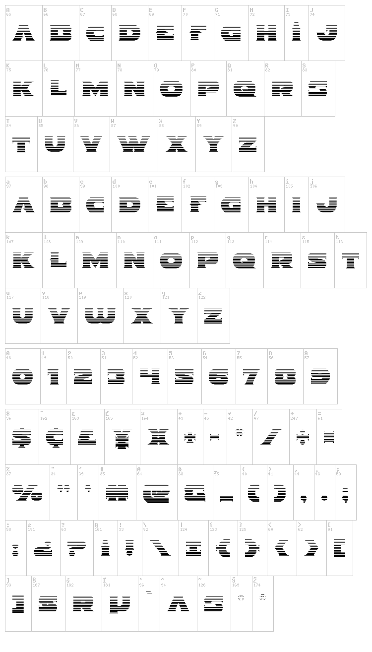 Indigo Demon font map