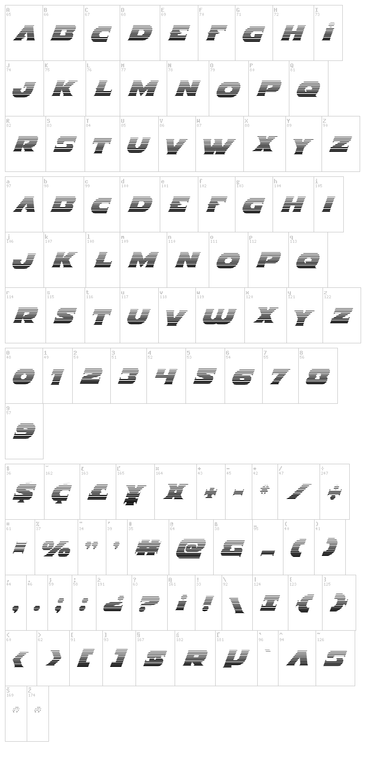 Indigo Demon font map