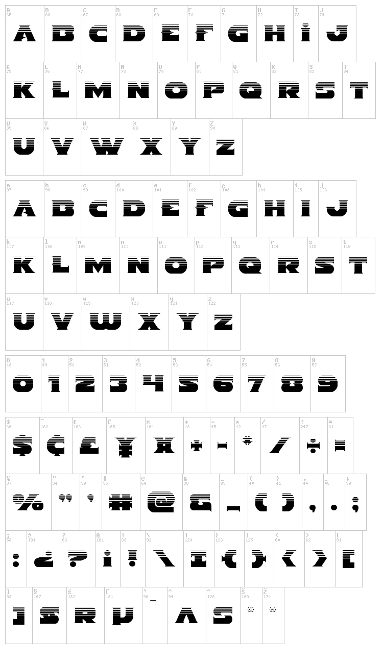 Indigo Demon font map