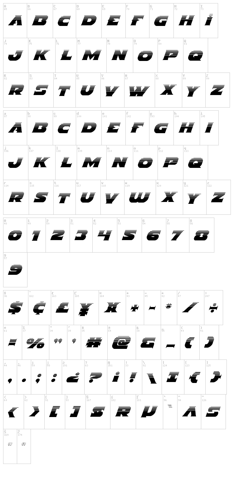 Indigo Demon font map