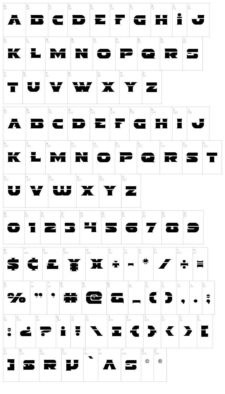 Indigo Demon font map
