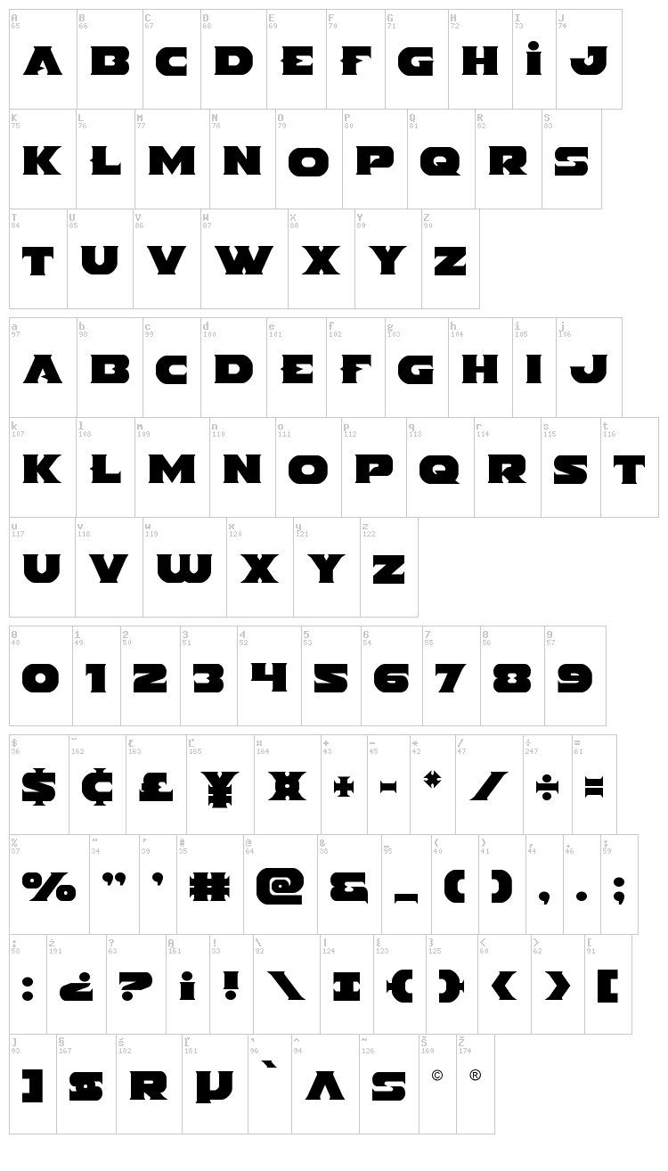 Indigo Demon font map