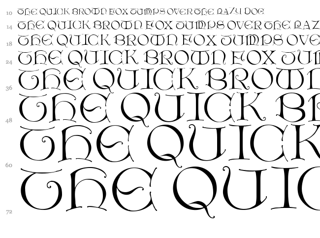 Light Unciale font waterfall