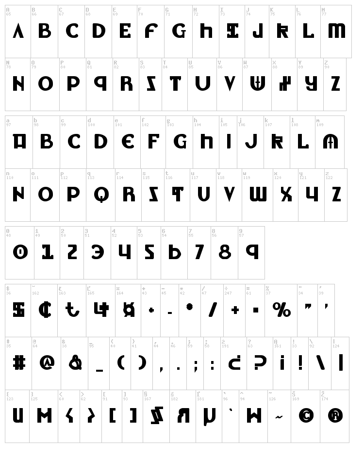 Lionheart font map