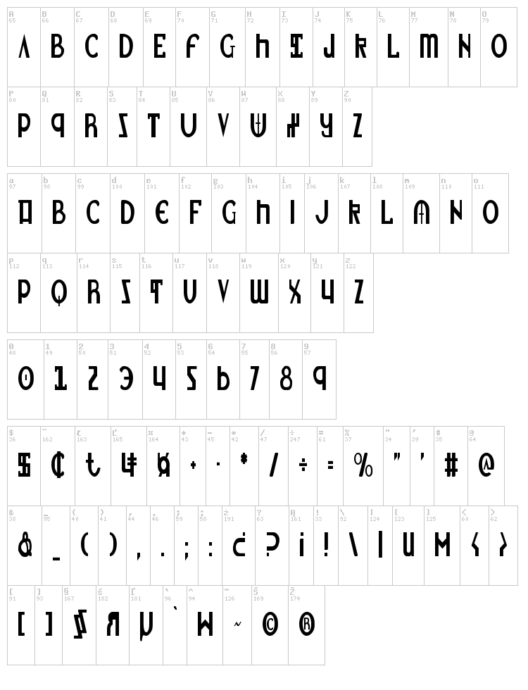 Lionheart font map