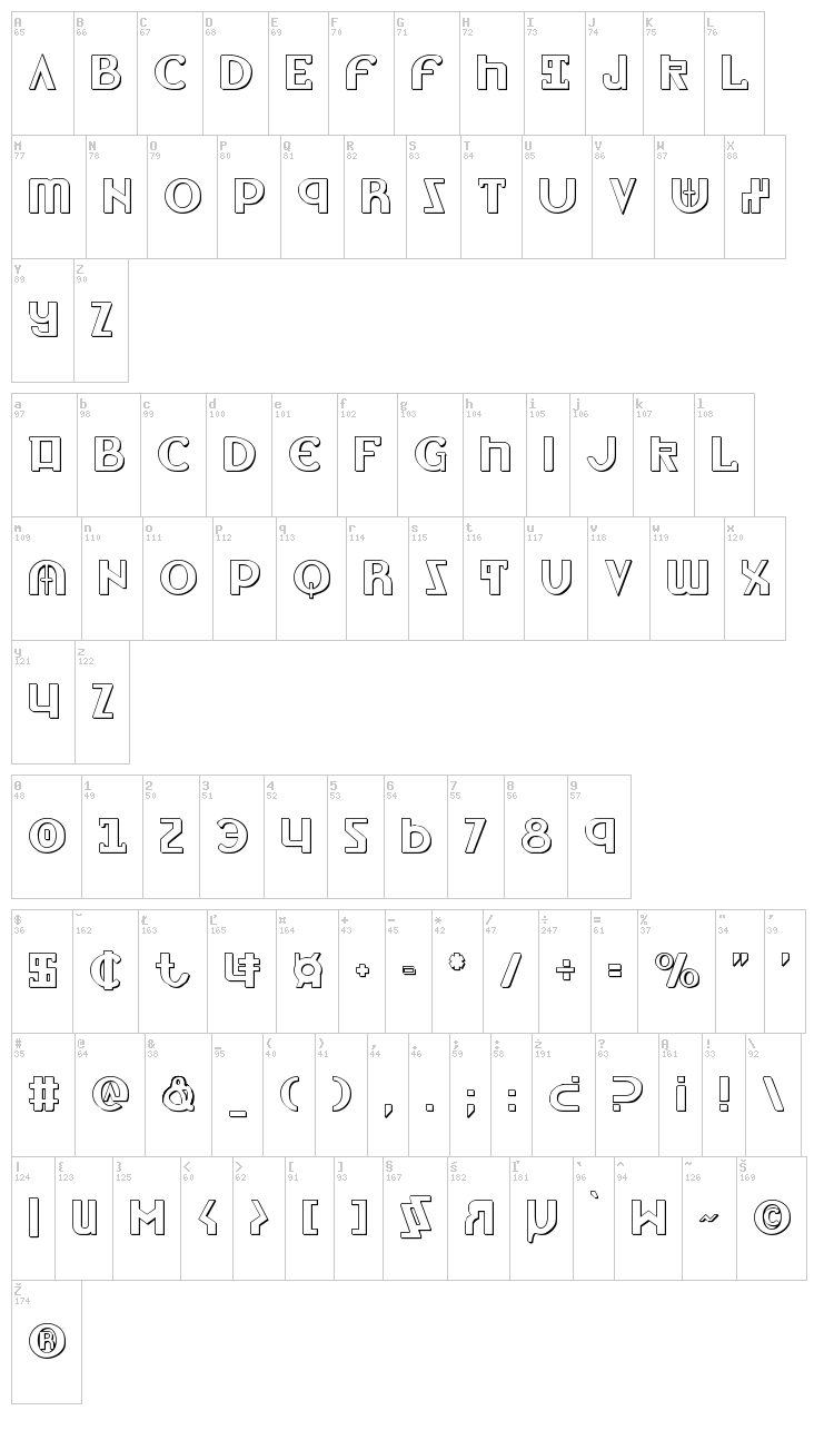 Lionheart font map