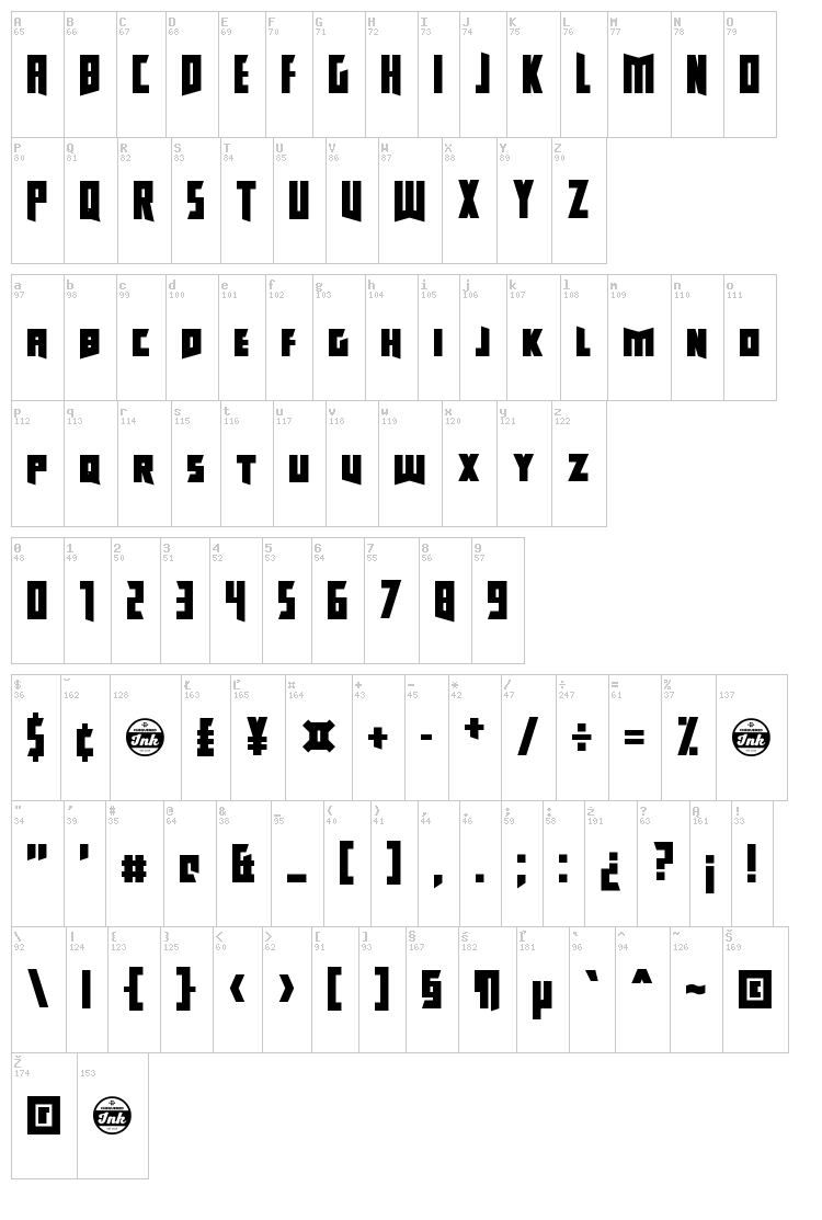 Lovesauce font map