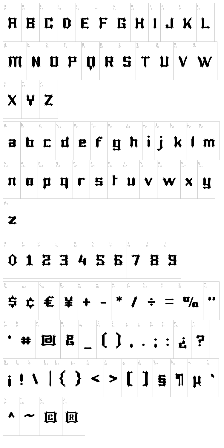 Luciferius font map