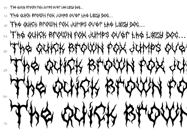 MB Gothic Dawn font waterfall