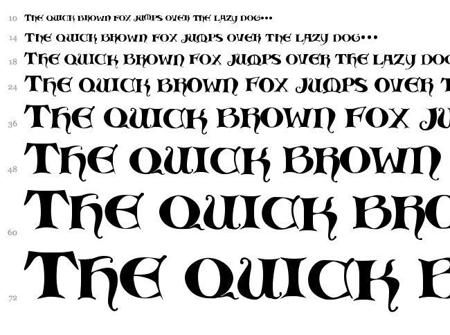 Medieval Scribish font waterfall
