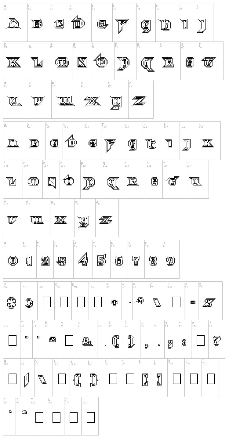Morbid Fixation font map