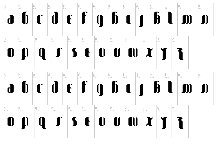 My Goth is better font map