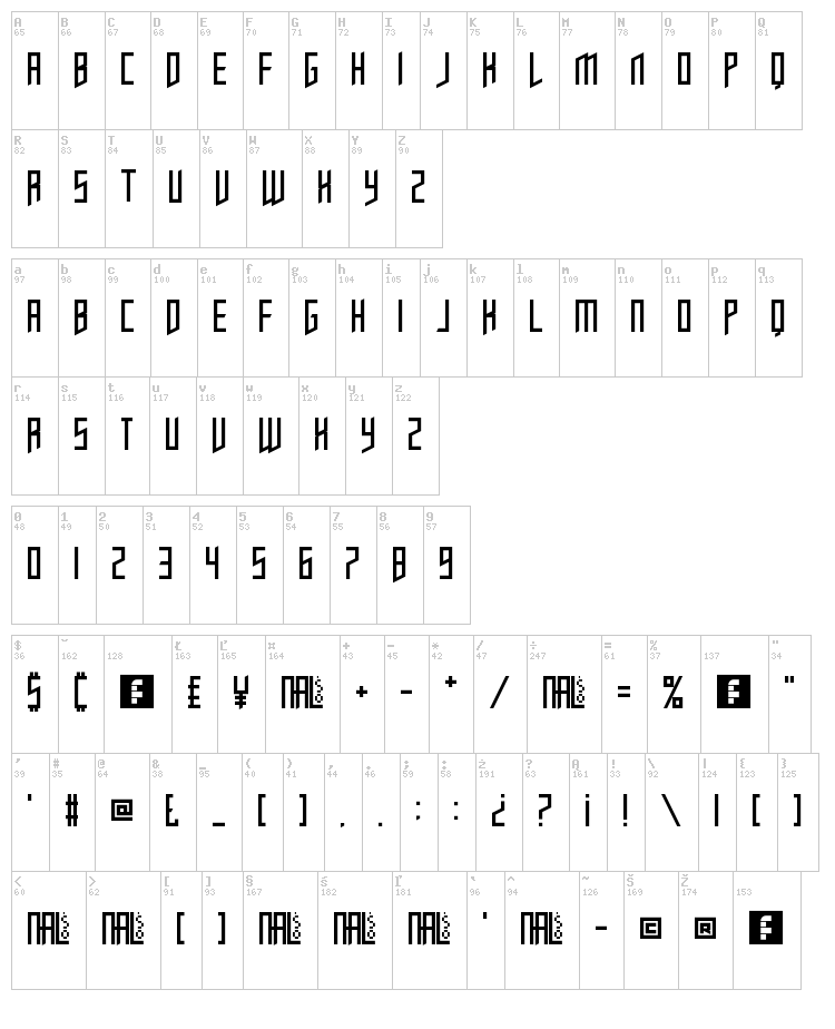 Opulent Fiend font map