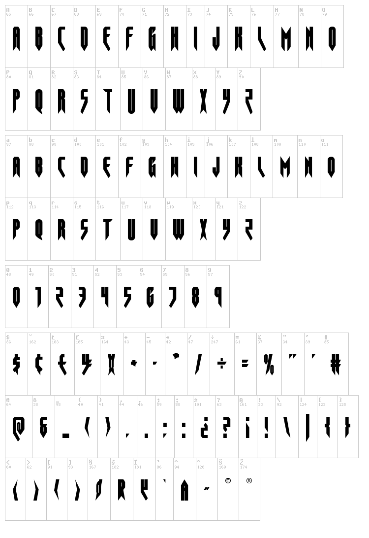 Opus Magnus font map