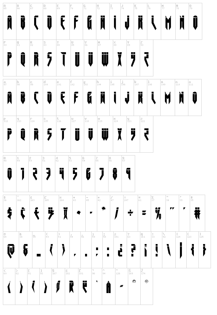 Opus Magnus font map