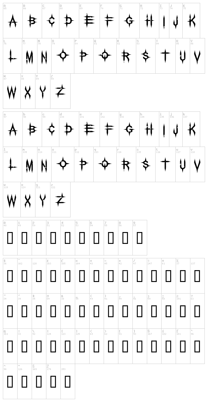 Pale Horse font map