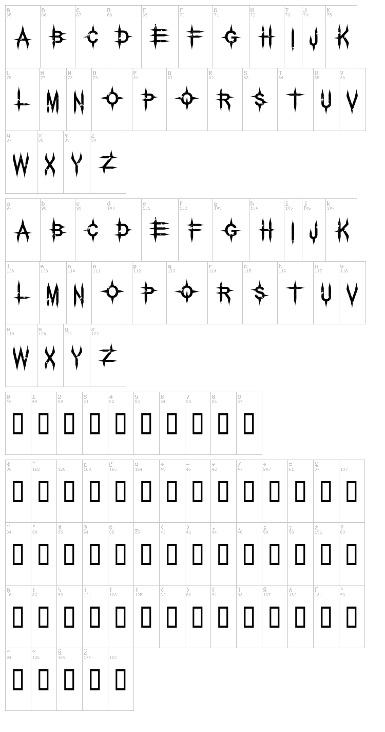 Pale Horse font map