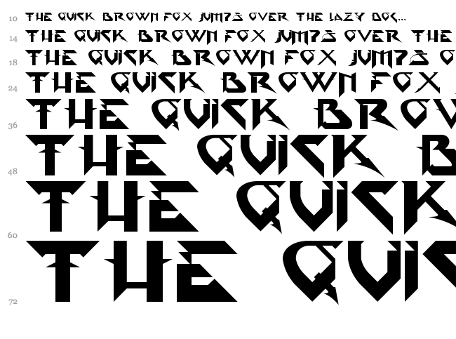 PsyType font waterfall