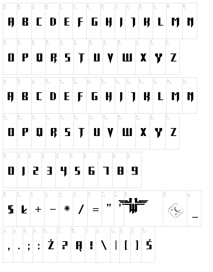 Return To Castle font map